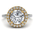 Two Tones Gorgeous Round Cut Diamond Pave Engagement Ring With Hidden Stone - Ellen No. 77