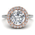 Two Tones Gorgeous Round Cut Diamond Pave Engagement Ring With Hidden Stone - Ellen No. 78