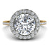 Two Tones Gorgeous Round Cut Diamond Pave Engagement Ring With Hidden Stone - Ellen No. 77