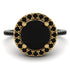 Two Tones Gorgeous Round Cut Black Diamond Pave Engagement Ring With Hidden Stone - Ellen No. 80