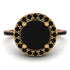 Two Tones Gorgeous Round Cut Black Diamond Pave Engagement Ring With Hidden Stone - Ellen No. 79