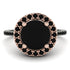 Two Tones Gorgeous Round Cut Black Diamond Pave Engagement Ring With Hidden Stone - Ellen No. 81