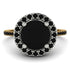 Two Tones Gorgeous Round Cut Black Diamond Pave Engagement Ring With Hidden Stone - Ellen No. 80