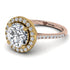 Two Tones Gorgeous Round Cut Diamond Pave Engagement Ring With Hidden Stone - Ellen No. 76