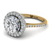 Two Tones Gorgeous Round Cut Diamond Pave Engagement Ring With Hidden Stone - Ellen No. 77