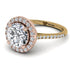 Two Tones Gorgeous Round Cut Diamond Pave Engagement Ring With Hidden Stone - Ellen No. 76