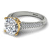 Two Tones Luxury Pave Round Cut Diamond Engagement Ring With Hidden Stone - Miracle No. 77