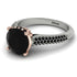Two Tones Luxury Pave Round Cut Black Diamond Engagement Ring With Hidden Stone - Miracle No. 81