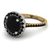 Two Tones Gorgeous Round Cut Black Diamond Pave Engagement Ring With Hidden Stone - Ellen No. 80