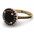 Two Tones Gorgeous Round Cut Black Diamond Pave Engagement Ring With Hidden Stone - Ellen No. 79