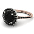 Two Tones Gorgeous Round Cut Black Diamond Pave Engagement Ring With Hidden Stone - Ellen No. 81