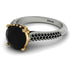Two Tones Luxury Pave Round Cut Black Diamond Engagement Ring With Hidden Stone - Miracle No. 80