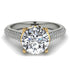Two Tones Luxury Pave Round Cut Diamond Engagement Ring With Hidden Stone - Miracle No. 77
