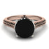 Two Tones Luxury Pave Round Cut Black Diamond Engagement Ring With Hidden Stone - Miracle No. 81
