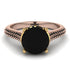 Two Tones Luxury Pave Round Cut Black Diamond Engagement Ring With Hidden Stone - Miracle No. 79
