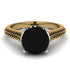 Two Tones Luxury Pave Round Cut Black Diamond Engagement Ring With Hidden Stone - Miracle No. 80