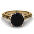 Two Tones Luxury Pave Round Cut Black Diamond Engagement Ring With Hidden Stone - Miracle No. 79