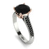 Two Tones Luxury Pave Round Cut Black Diamond Engagement Ring With Hidden Stone - Miracle No. 81