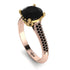 Two Tones Luxury Pave Round Cut Black Diamond Engagement Ring With Hidden Stone - Miracle No. 79