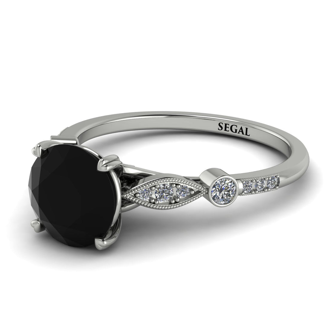 Round Black Diamond Vintage Ring - Sloane No. 9