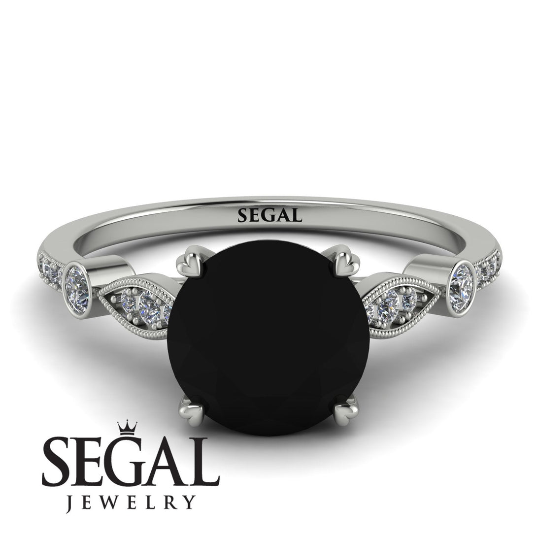 Round Black Diamond Vintage Ring - Sloane No. 9