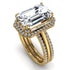 Bridal Set Halo Emerald Cut Diamond Ring With Hidden Diamonds - Rowan No. 1
