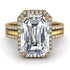 Bridal Set Halo Emerald Cut Diamond Ring With Hidden Diamonds - Rowan No. 1
