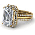 Bridal Set Halo Emerald Cut Diamond Ring With Hidden Diamonds - Rowan No. 1