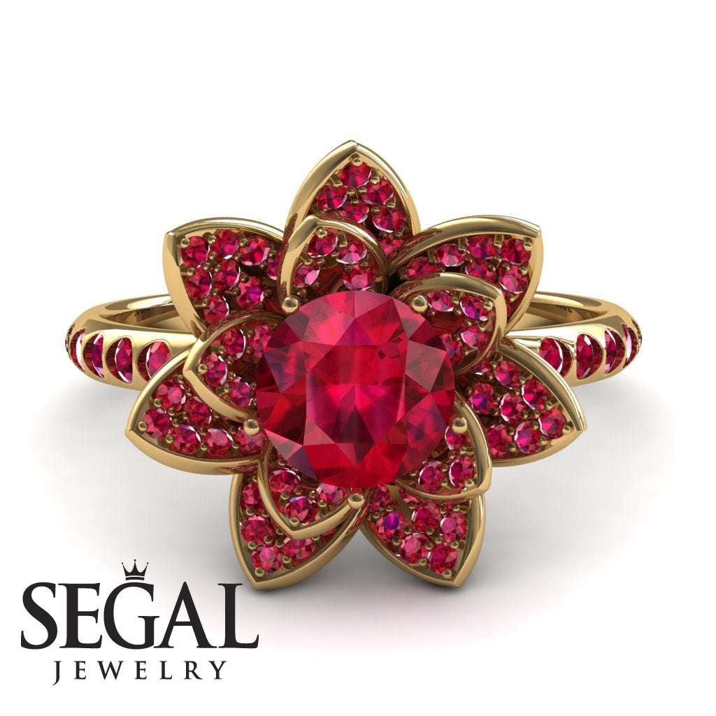 Lotus Ruby Engagement Ring - Princess Lotus no. 7