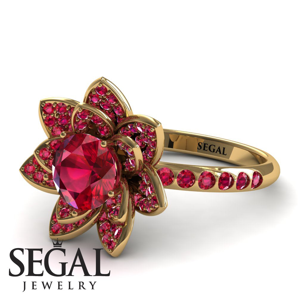 Lotus Ruby Engagement Ring - Princess Lotus no. 7