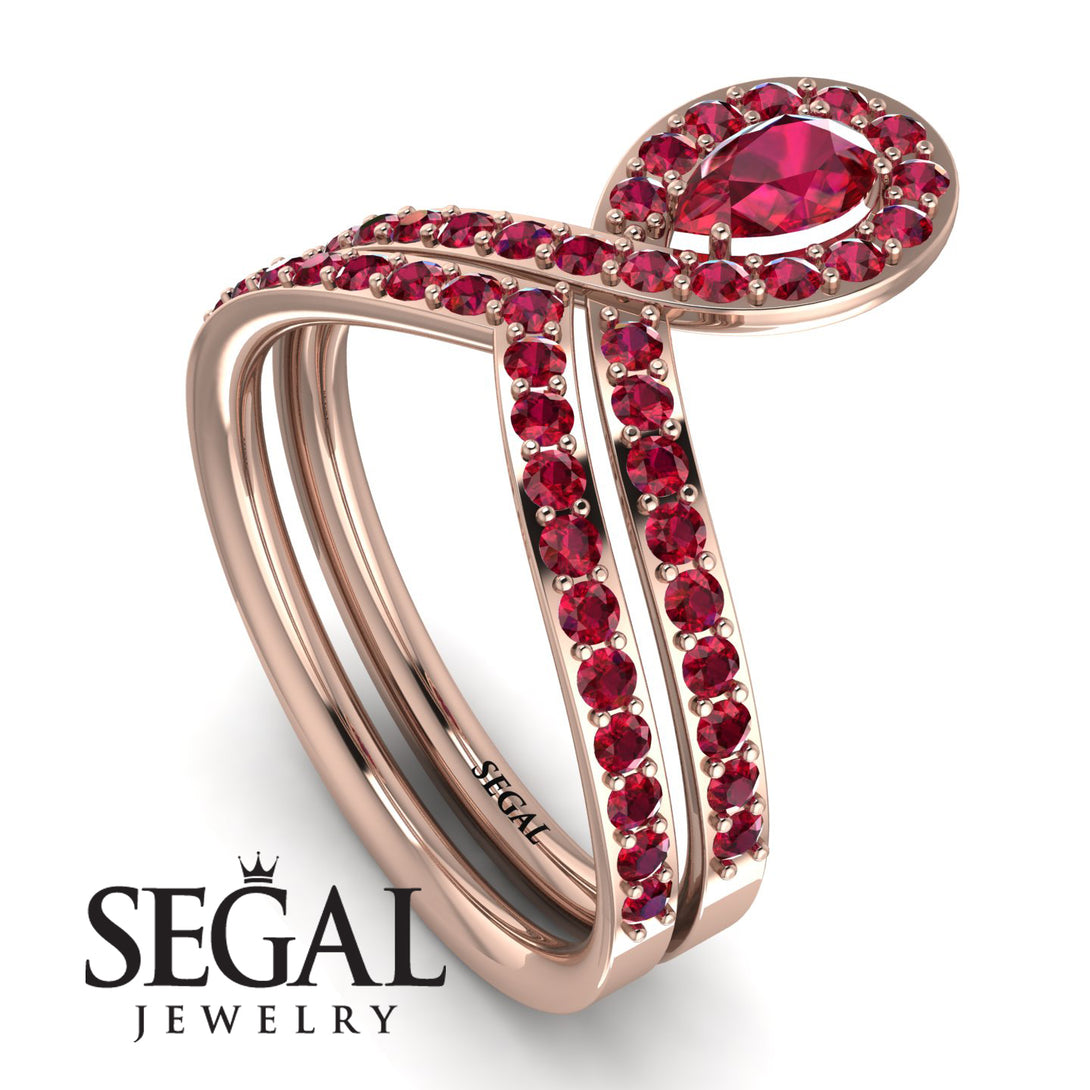 Ruby Pear Shape Stacking Bridal Set - Emilia No. 56