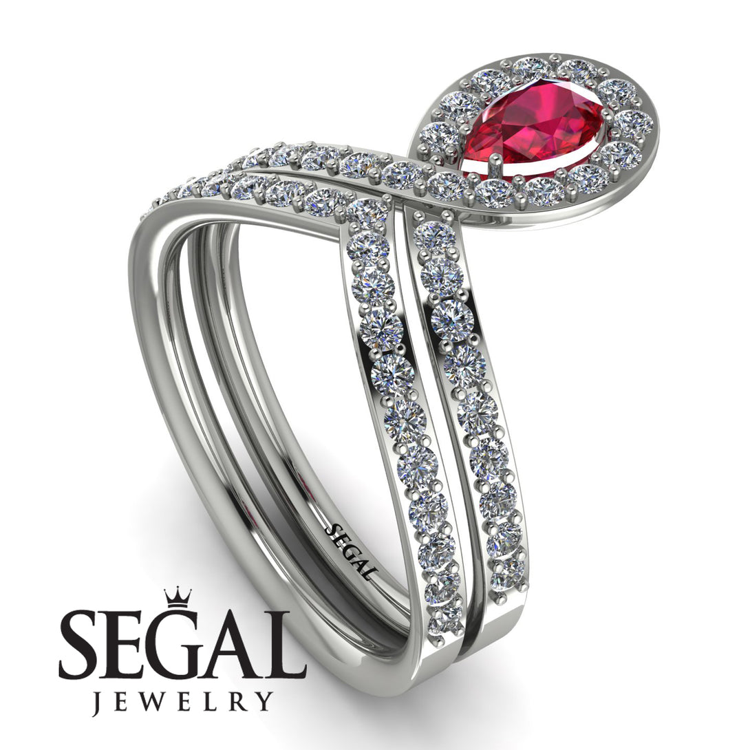 Ruby Pear Shape Stacking Bridal Set - Emilia No. 12
