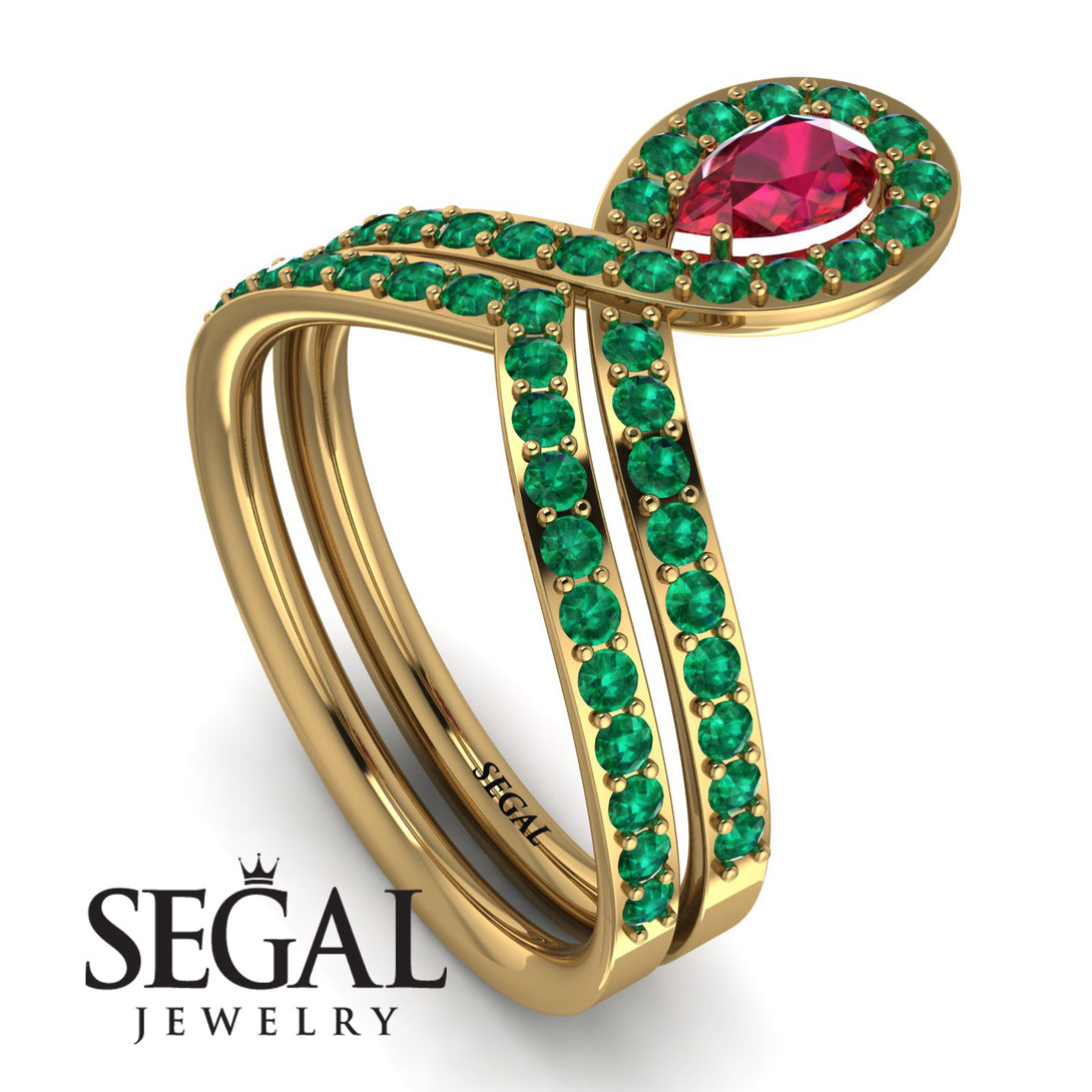 Ruby Pear Shape Stacking Bridal Set - Emilia No. 25