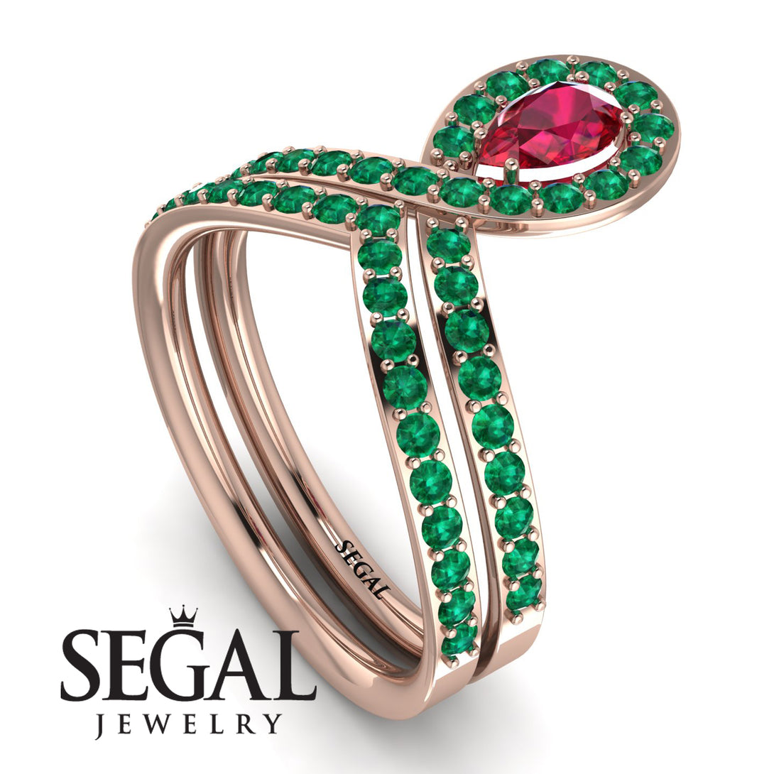 Ruby Pear Shape Stacking Bridal Set - Emilia No. 26