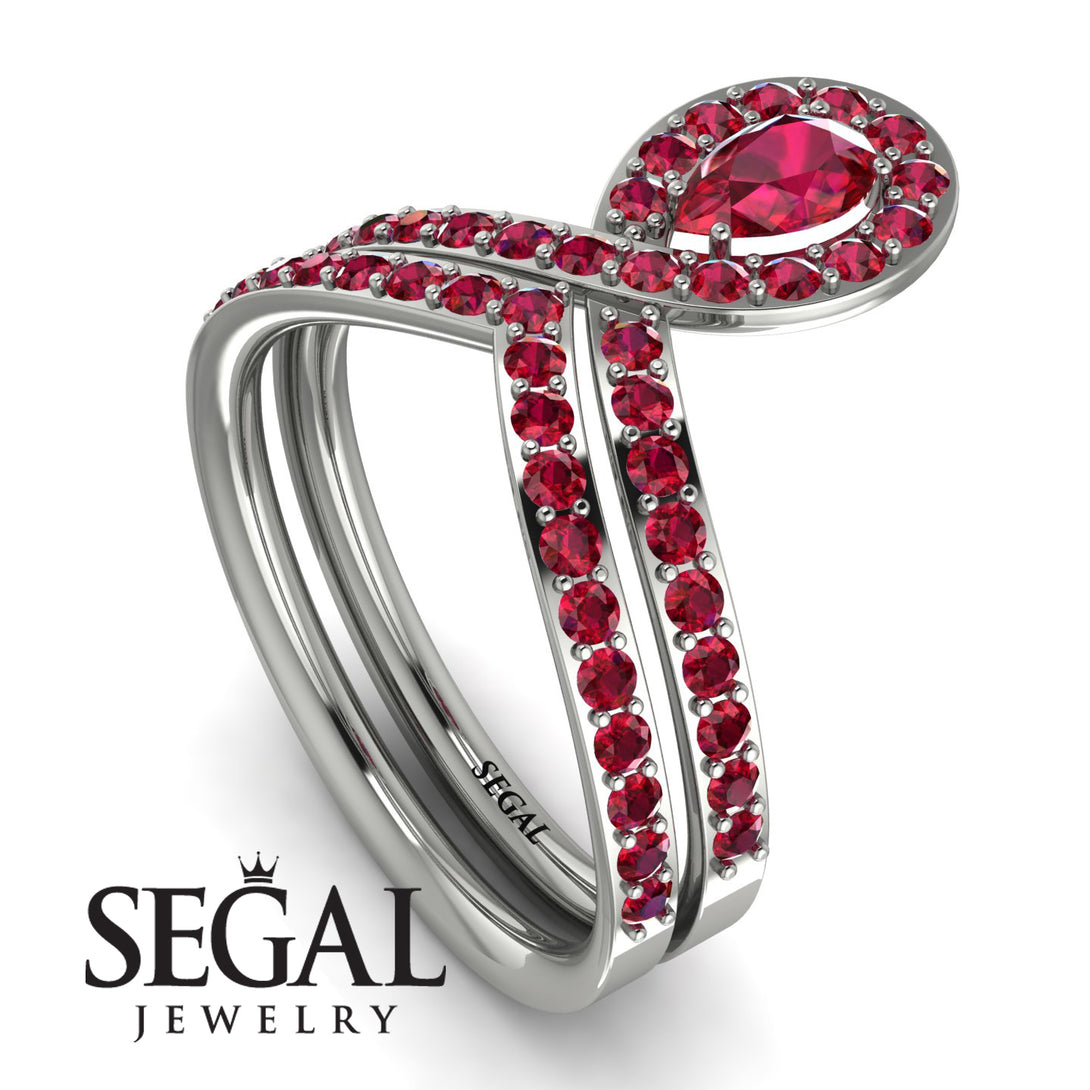 Ruby Pear Shape Stacking Bridal Set - Emilia No. 57