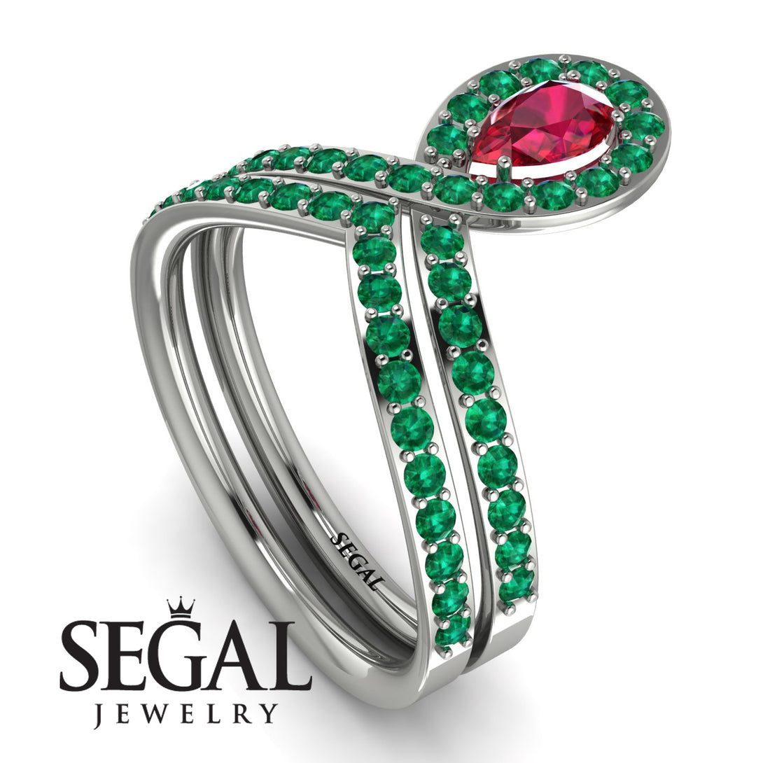 Ruby Pear Shape Stacking Bridal Set - Emilia No. 27