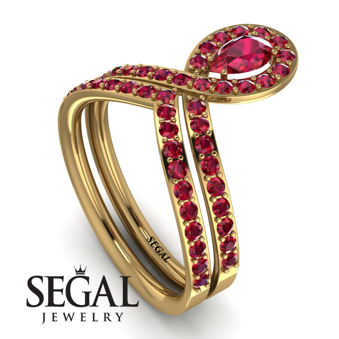 Ruby Pear Shape Stacking Bridal Set - Emilia No. 55