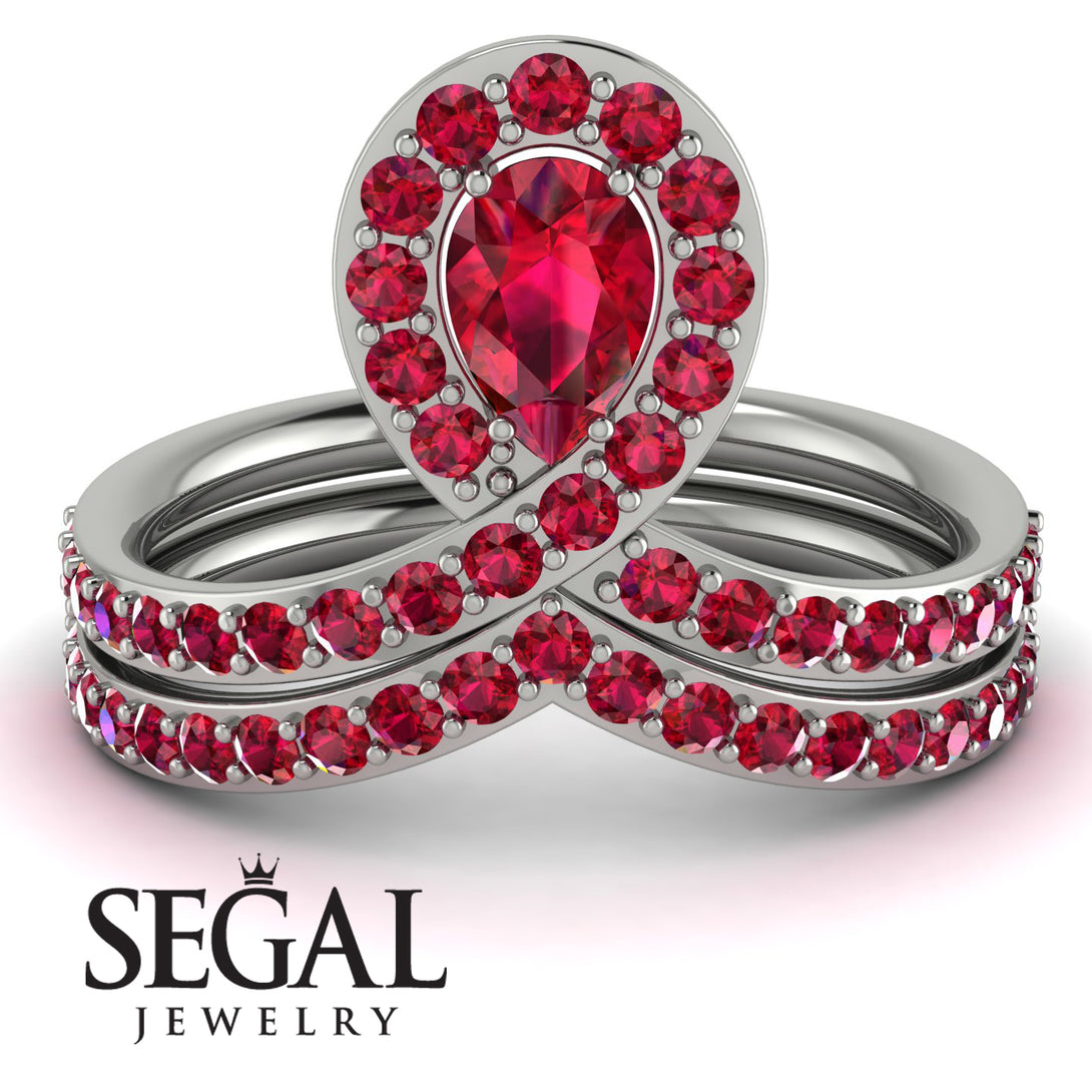 Ruby Pear Shape Stacking Bridal Set - Emilia No. 57
