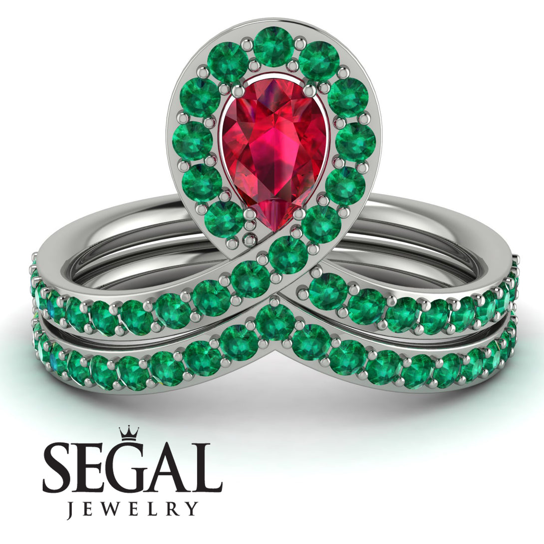 Ruby Pear Shape Stacking Bridal Set - Emilia No. 27