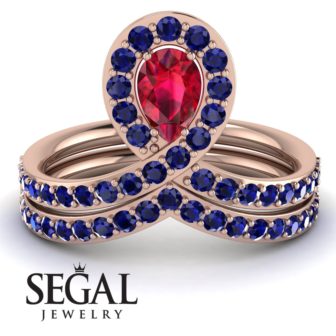 Ruby Pear Shape Stacking Bridal Set - Emilia No. 71