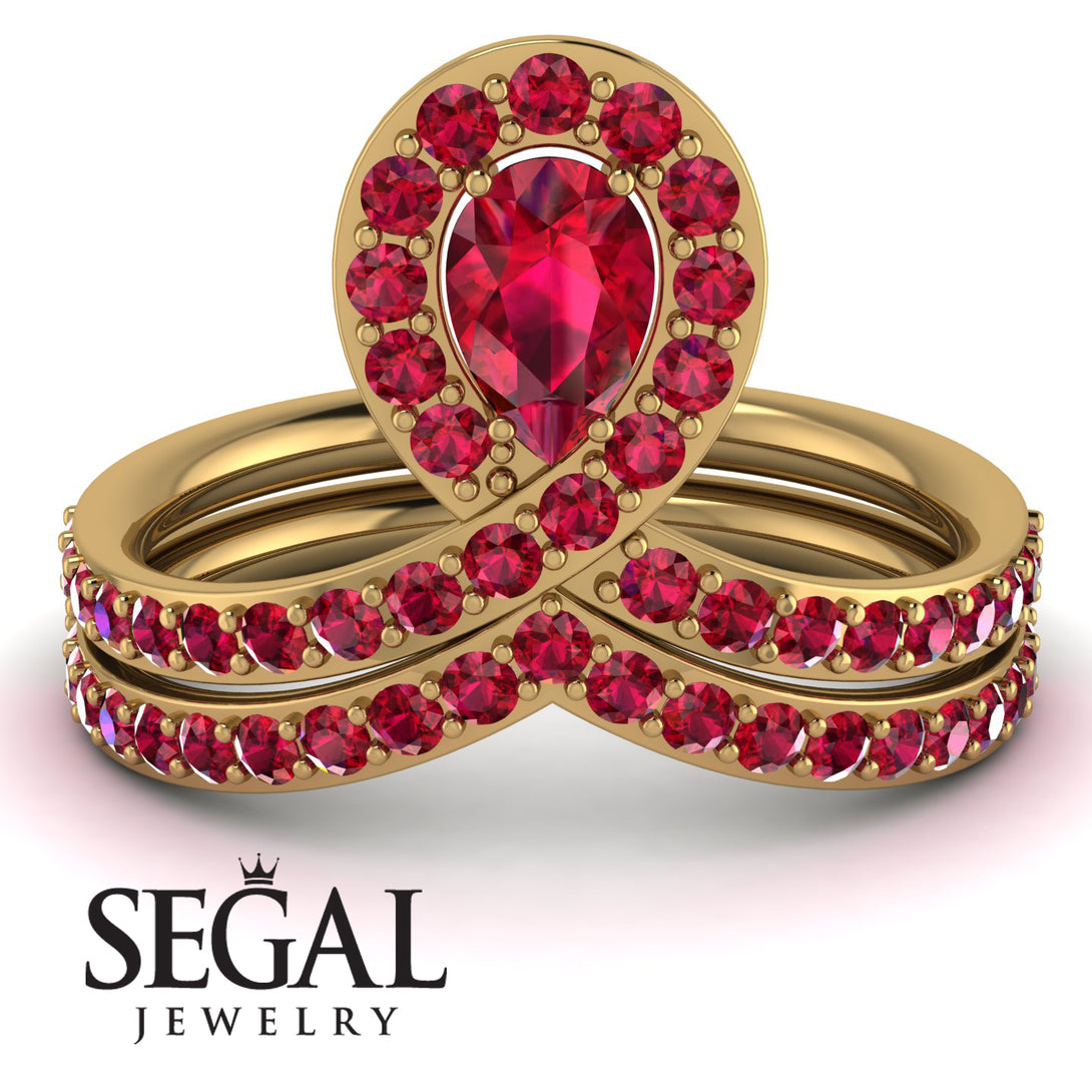 Ruby Pear Shape Stacking Bridal Set - Emilia No. 55