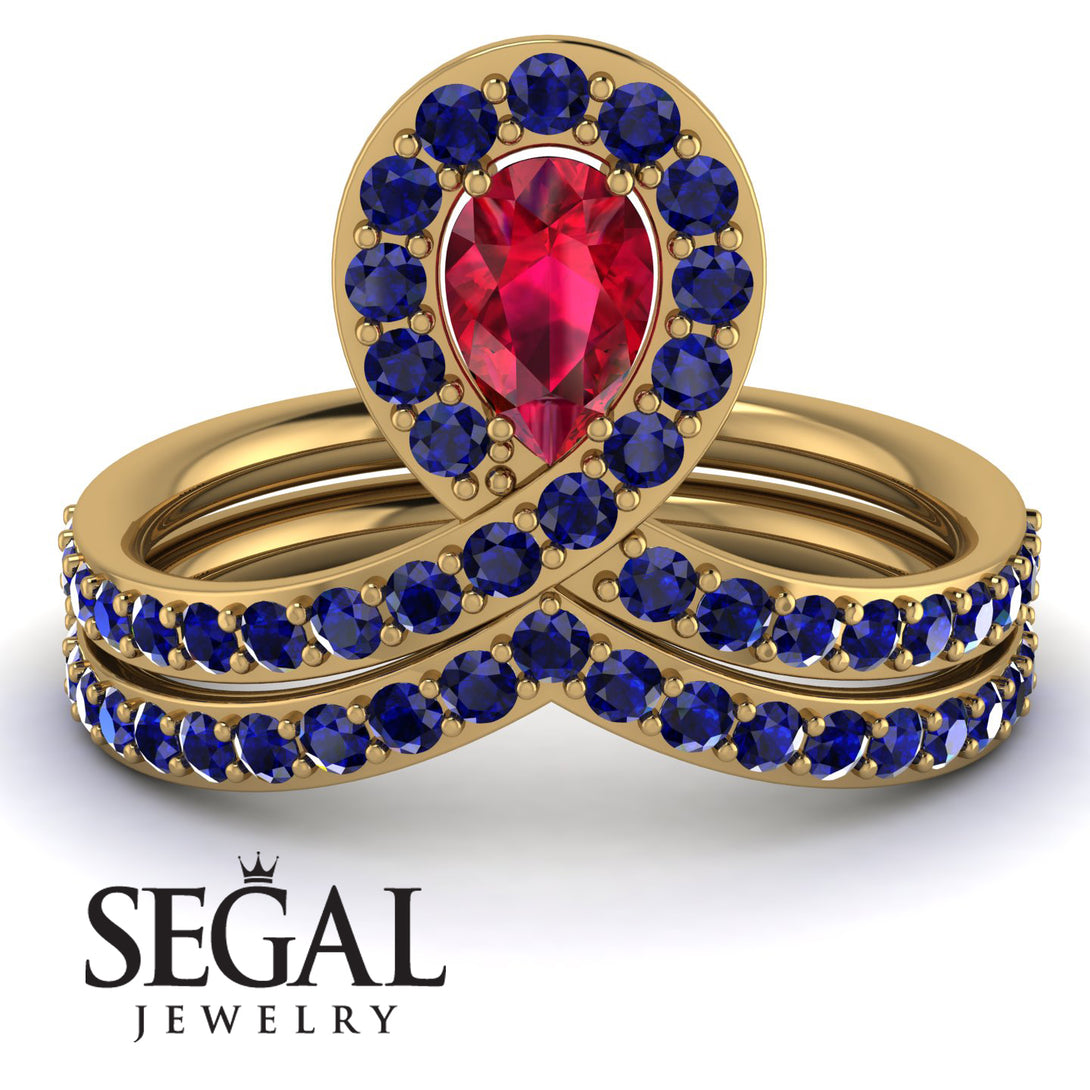 Ruby Pear Shape Stacking Bridal Set - Emilia No. 70