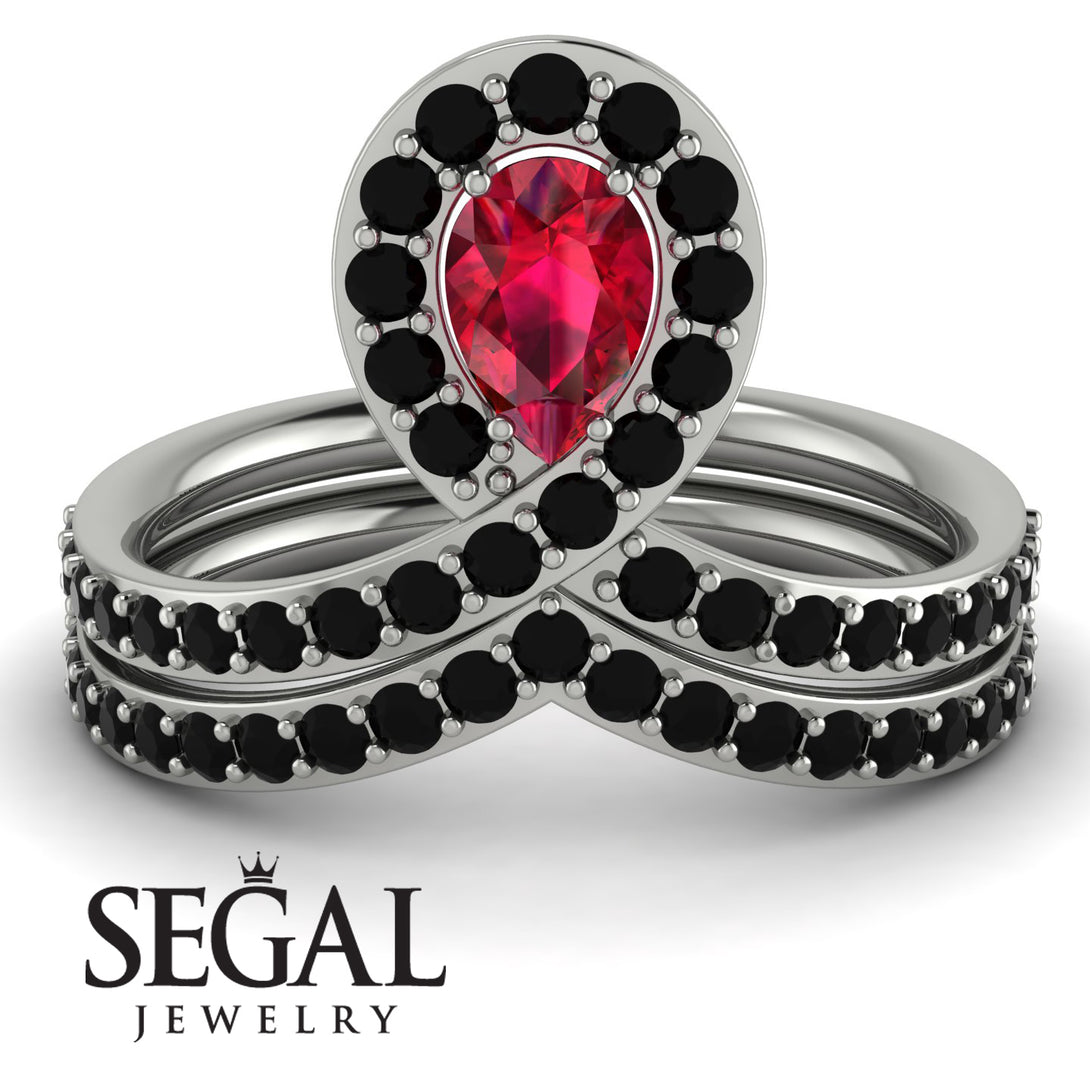 Ruby Pear Shape Stacking Bridal Set - Emilia No. 42