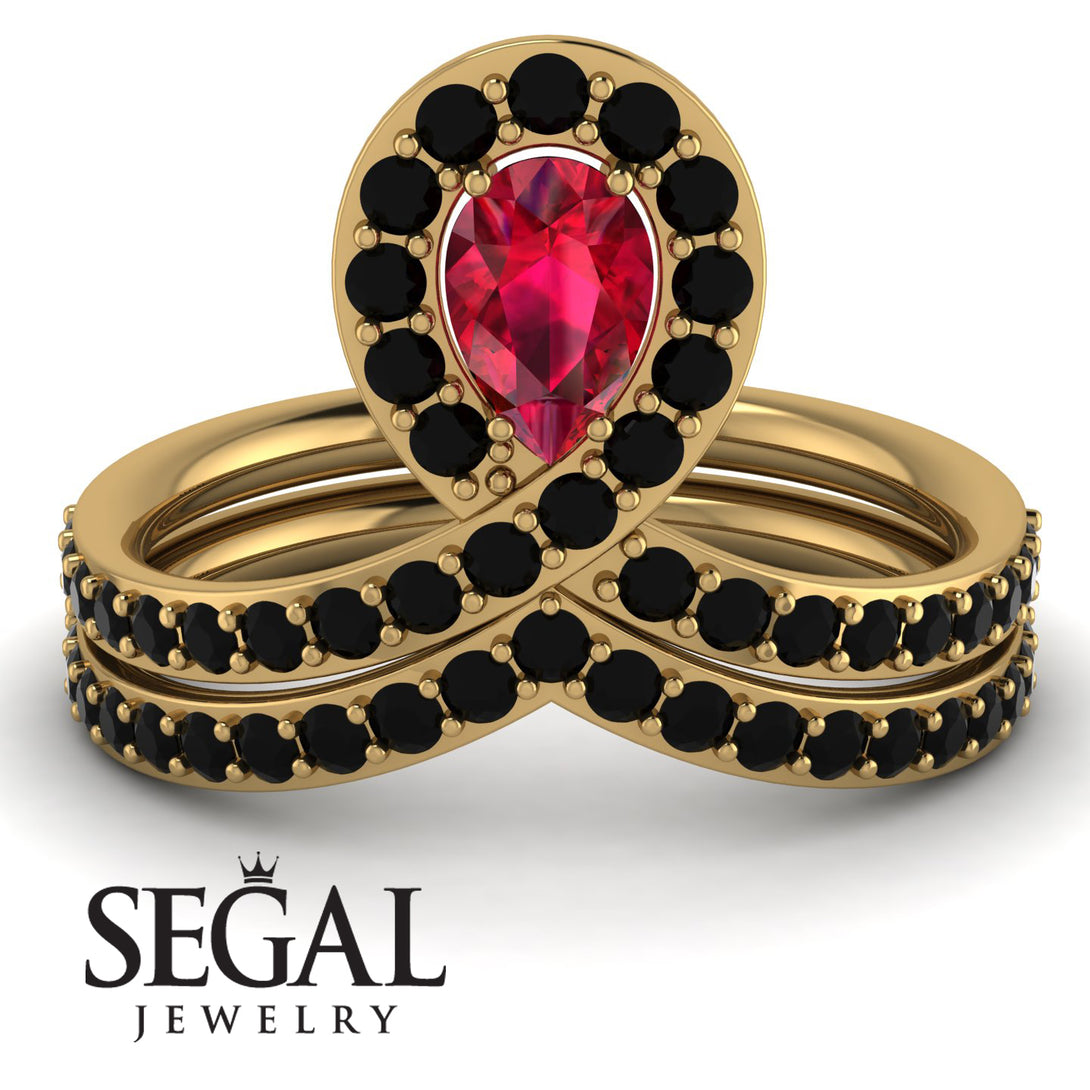 Ruby Pear Shape Stacking Bridal Set - Emilia No. 40