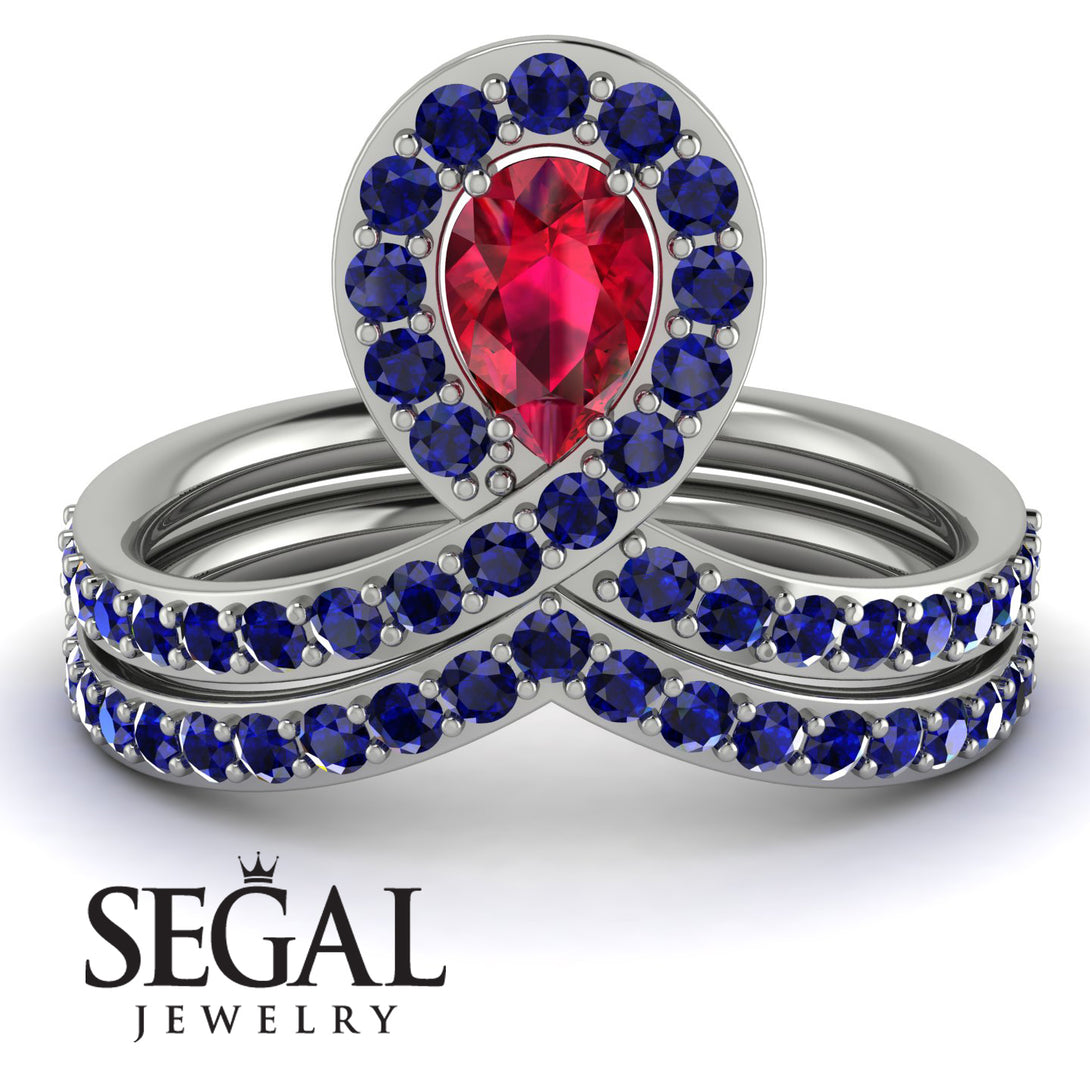 Ruby Pear Shape Stacking Bridal Set - Emilia No. 72