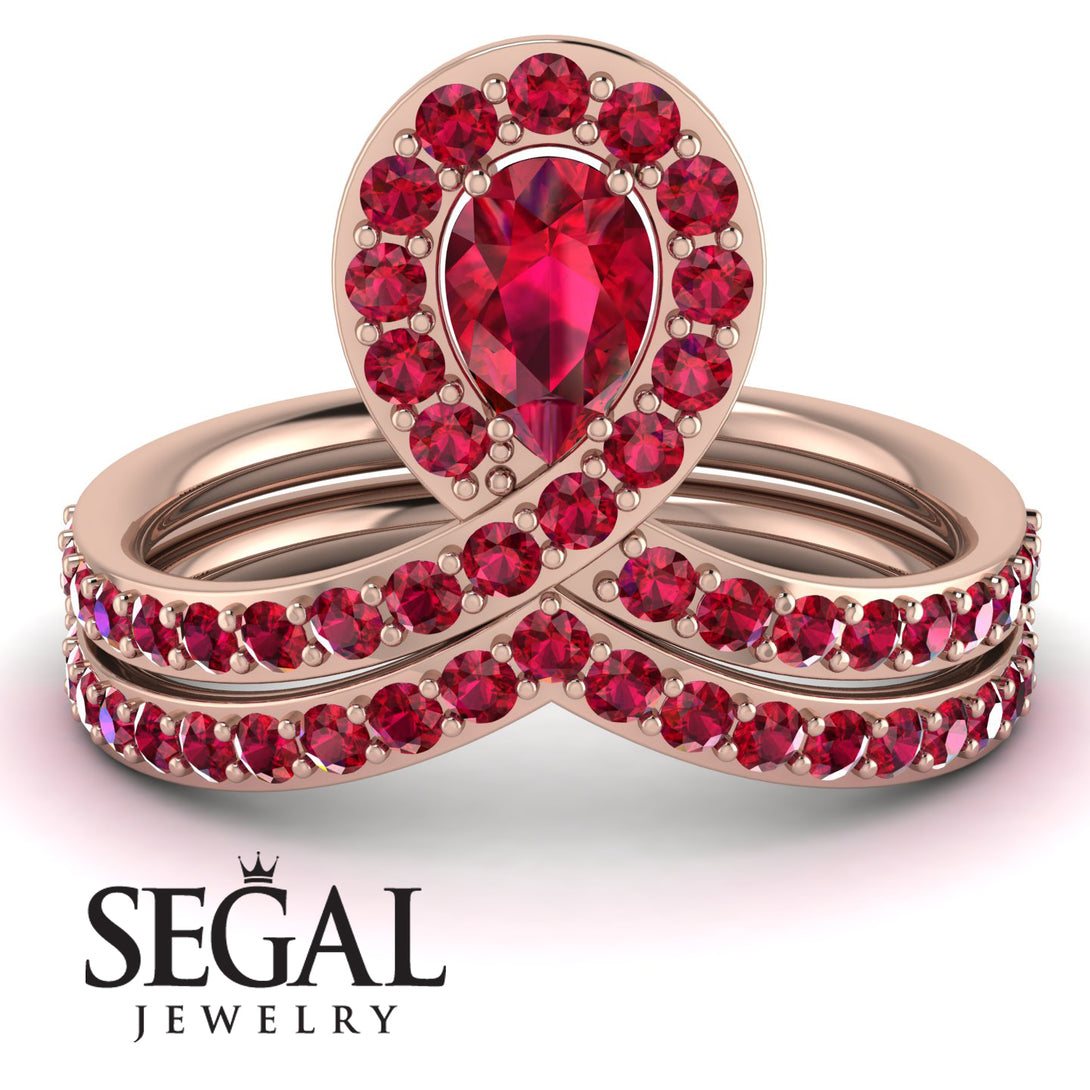 Ruby Pear Shape Stacking Bridal Set - Emilia No. 56