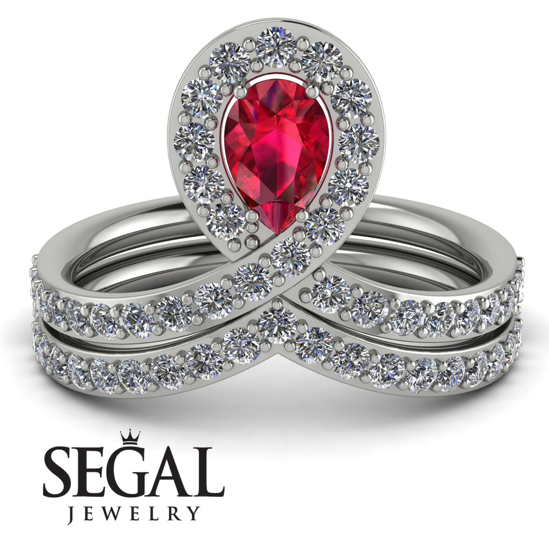 Ruby Pear Shape Stacking Bridal Set - Emilia No. 12