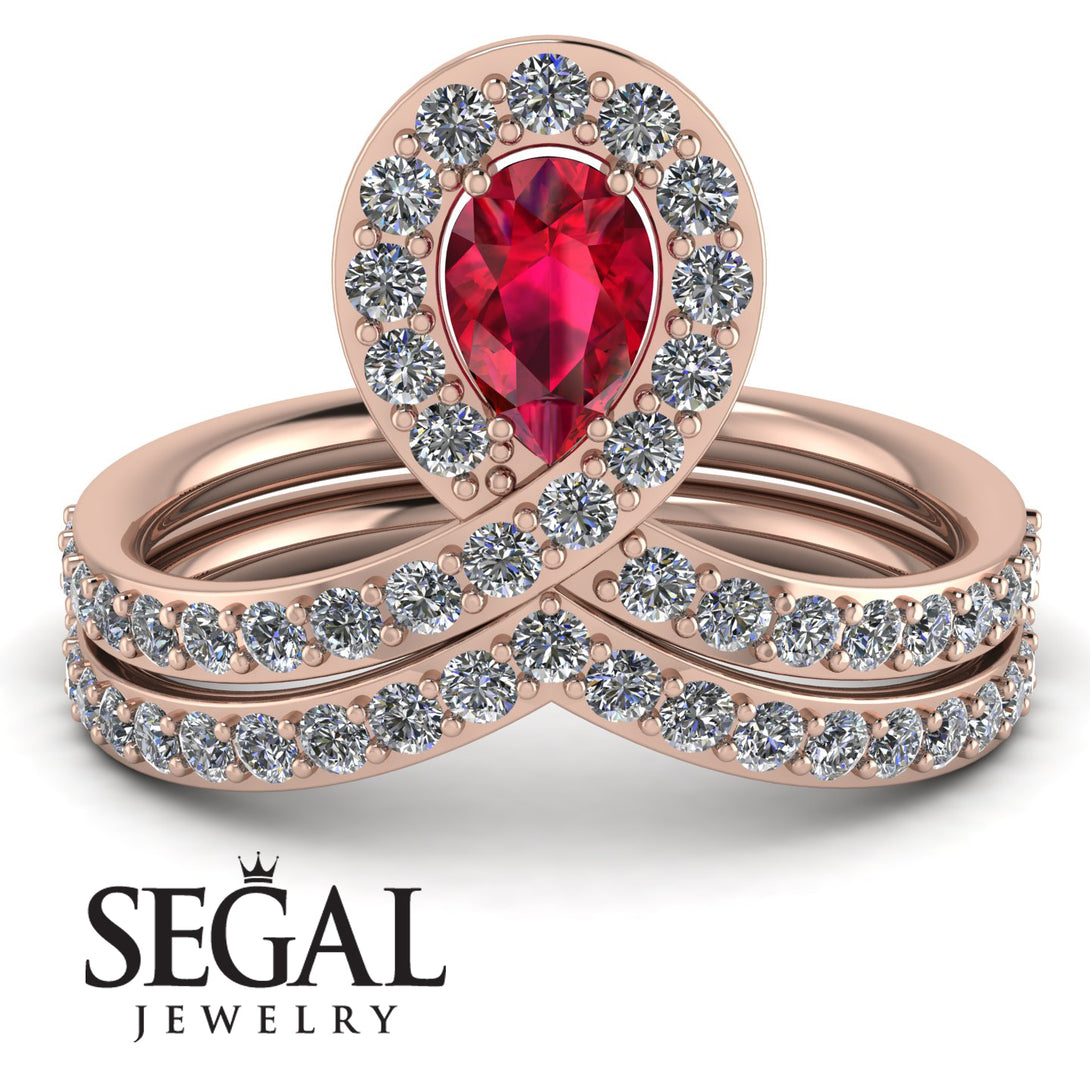 Ruby Pear Shape Stacking Bridal Set - Emilia No. 11