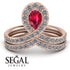 Ruby Pear Shape Stacking Bridal Set - Emilia No. 11