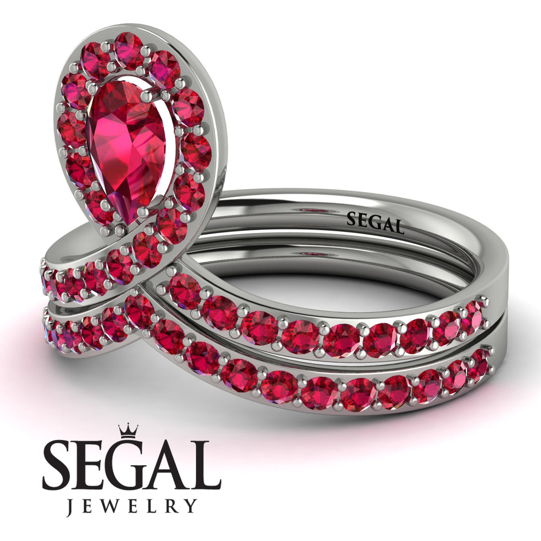 Ruby Pear Shape Stacking Bridal Set - Emilia No. 57